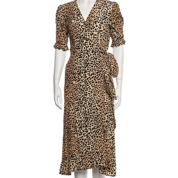 NWOT Faithfull The Brand Abbey The Wrap dress w/ elastic sleeves & sash tie - Picture 2 of 14